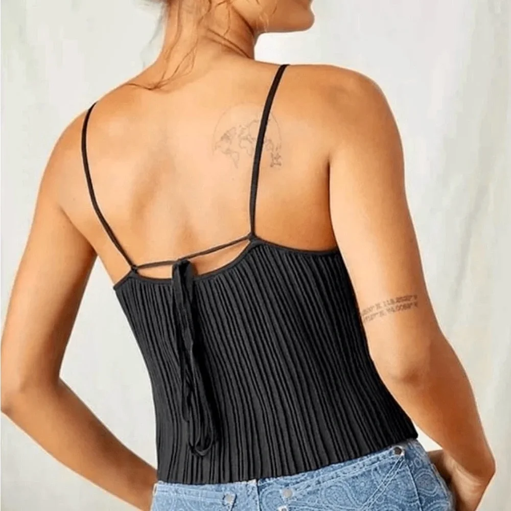 Free People Black Pleated Cami - Picture 1 of 6